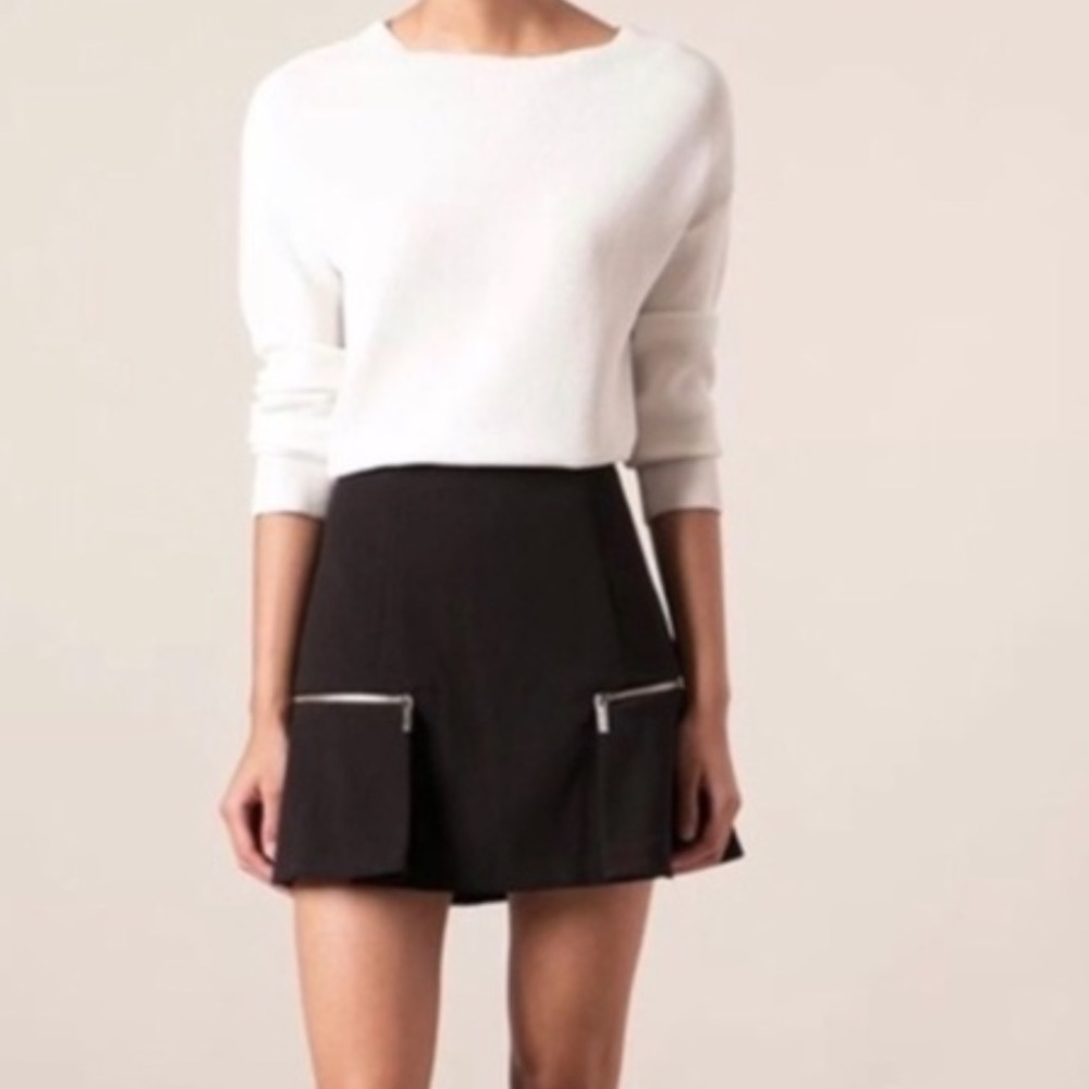 Michael Kors Black Gold Zipper Mini Skirt with Ruffle Flounce - 6